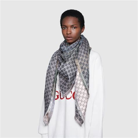 Grey GG Jacquard Shawl 